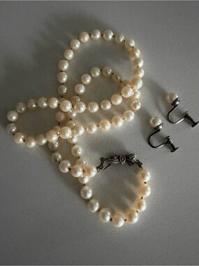 Classic Kitamura Pearl Necklace and Earrings Set - Original Box Included